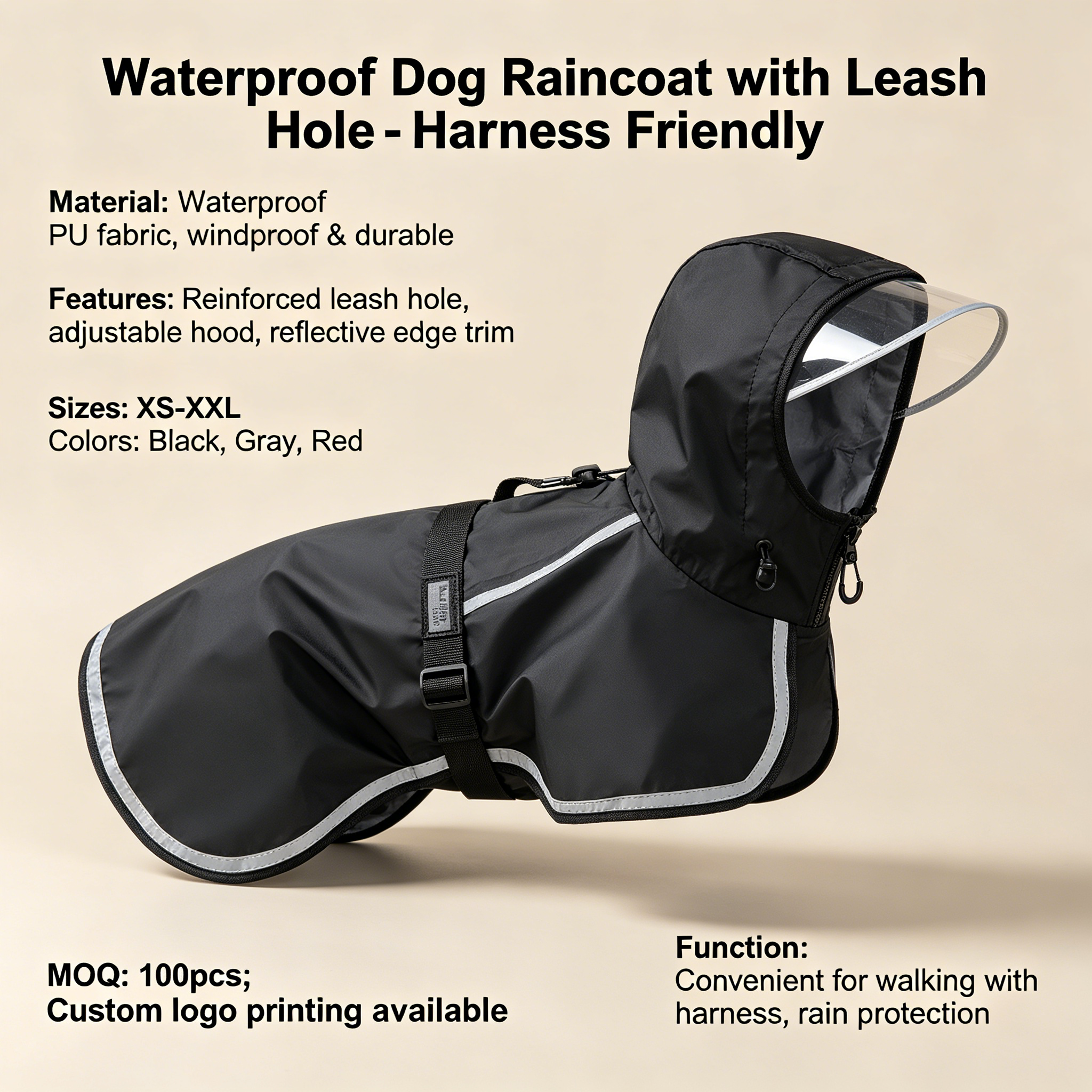 waterproof dog raincoat with leash hole harness friendly wholesale waterproof dog raincoat with leash hole harness friendly wholesale